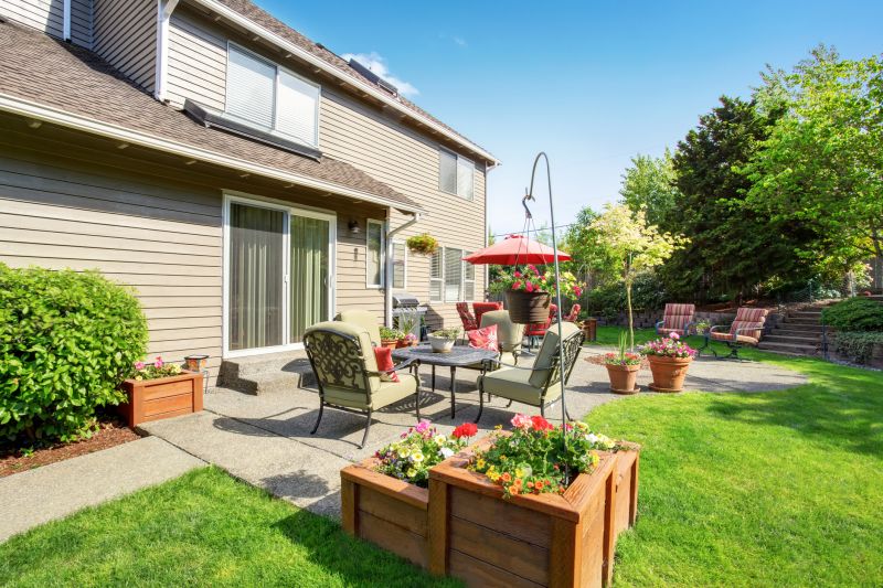 Cement Patio with Integrated Planters
